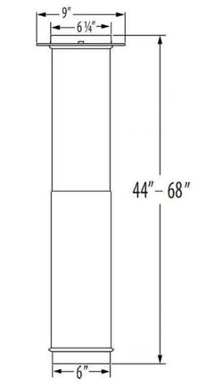 DuraVent DuraBlack 6 Inch Diameter Black Telescoping Length 44 Inch - 68 Inch w/trim - 6DBK-TL