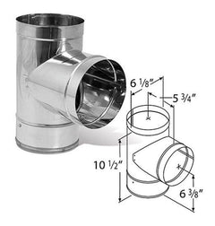 DuraVent DuraBlack 6 Inch Diameter Stainless Steel Tee w/Clean-Out Cap - 6DBK-TSS