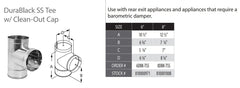 DuraVent DuraBlack 6 Inch Diameter Stainless Steel Tee w/Clean-Out Cap - 6DBK-TSS