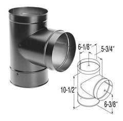 DuraVent DuraBlack 8 Inch Diameter Black Tee w/Clean-Out Cap - 8DBK-T