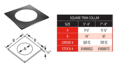DuraVent DuraTech 7-8 Inch Diameter Square Trim Collar for Round Support Box - 7DT-TC