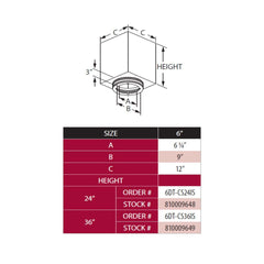 DuraVent DuraTech 6 Inch Diameter 24 Inch Square Ceiling Support Box with Attic Insulation Shield - 6DT-CS24IS