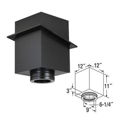 DuraVent DuraTech 6 Inch Diameter 24 Inch Reduced Square Ceiling Support Box with Attic Insulation Shield - 6DT-CS24RIS