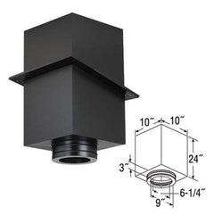 DuraVent DuraTech 6 Inch Diameter 24 Inch Reduced Clearance Square Ceiling Support Box - 6DT-CS24R