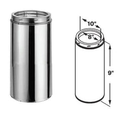 DuraVent DuraTech 8 Inch Diameter Double Wall Galvanized 9 Inch Chimney Pipe Length - 8DT-09