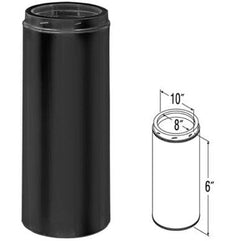 DuraVent DuraTech 8 Inch Diameter Double Wall Black Galvanized 6 Inch Chimney Pipe Length - 8DT-06B