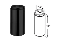 DuraVent DuraTech 6 Inch Diameter Double Wall Black Galvanized 12 Inch Chimney Pipe Length - 6DT-012B