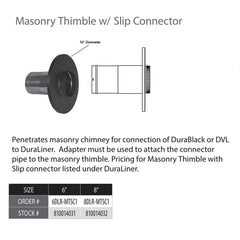 DuraVent DVL 8 Inch Diameter Masonry Thimble w/Slip Connector - 8DLR-MTSC1
