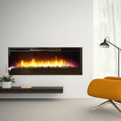 Empire Nexfire Contemporary Linear Electric Fireplace with Remote Control and Crushed Glass