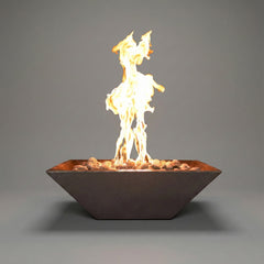 Warming Trends AON GFRC Architectural Ember Square Wok Concrete Vessels w/ Crossfire Brass Burner