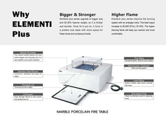 Elementi Plus 28x60-Inch Carrara Bianco White Marble Porcelain Fire Table