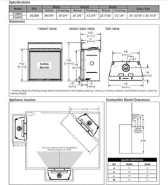 Napoleon E36 Elevation Direct Vent Gas Fireplace, 36-Inch, Electronic Ignition