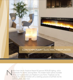 Empire Nexfire Contemporary Linear Electric Fireplace with Remote Control and Crushed Glass