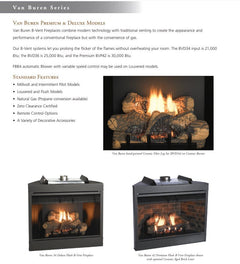 Empire 42" Van Buren Premium B-Vent Gas Fireplace with Slope Glaze Burner and Log Set