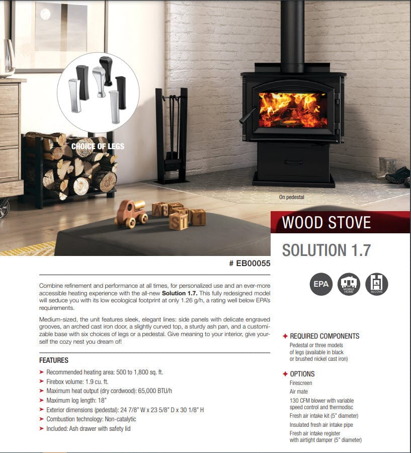 Enerzone 28-Inch Solution 1.7 Wood Burning Stove