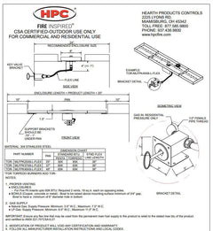 HPC Fire Torpedo Linear Burner with Interlink Pan Match Lit Gas Fire Pit Kit