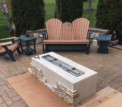 HPC Fire Rectangle Ready To Finish Fire Pit Kit with Torpedo Trough Burner, 60"x24"x18"