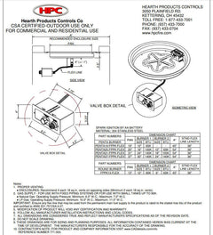 HPC Fire Standard Penta Burner with Round Pan Push Button Flame Sensing Gas Fire Pit Kit