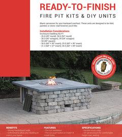 HPC Fire Rectangle L Ready To Finish Fire Pit Kit with Torpedo H-Burner, 60"x24"x18"