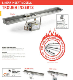 HPC Fire Rectangle L Ready To Finish Fire Pit Kit with Torpedo Trough Burner, 60"x24"x18"