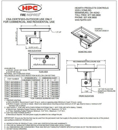 HPC Fire Torpedo H-Burner with Pan Electronic Ignition Gas Fire Pit Kit