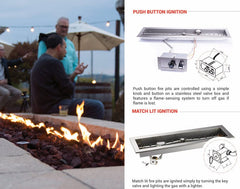 HPC Fire Rectangle Ready To Finish Fire Pit Kit with Torpedo Trough Burner, 60"x24"x18"