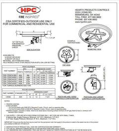 HPC Fire Standard Penta Burner with Round Pan Electronic Ignition Gas Fire Pit Kit