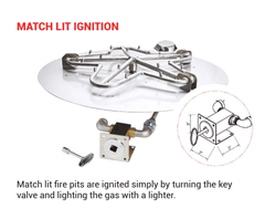 HPC Fire Torpedo Penta Burner with Round Plate Match Lit Gas Fire Pit Kit