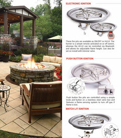 HPC Fire Torpedo Penta Burner with Round Pan Push Button Flame Sensing Gas Fire Pit Kit