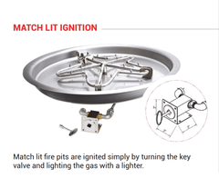 HPC Fire Torpedo Penta Burner with Round Pan Push Button Flame Sensing Gas Fire Pit Kit