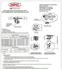 HPC Fire Standard Penta Burner with Round Plate Electronic Ignition Gas Fire Pit Kit