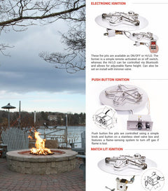 HPC Fire Standard Penta Burner with Round Plate Electronic Ignition Gas Fire Pit Kit