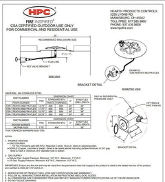 HPC Fire Torpedo Penta Burner with Round Plate Match Lit Gas Fire Pit Kit