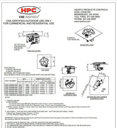 HPC Fire Torpedo Penta Burner with Square Plate Electronic Ignition Gas Fire Pit Kit