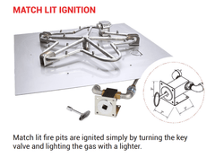 HPC Fire Torpedo Penta Burner with Square Plate Match Lit Gas Fire Pit Kit