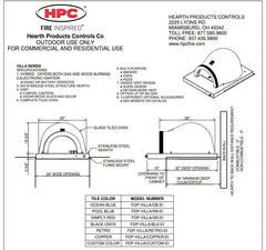 HPC Fire Forno Hybrid Gas/Wood Glass Tile Pizza Oven with Electronic Ignition on Cart