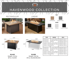 The Outdoor GreatRoom 44x30-Inch Havenwood Linear Gas Fire Pit Table