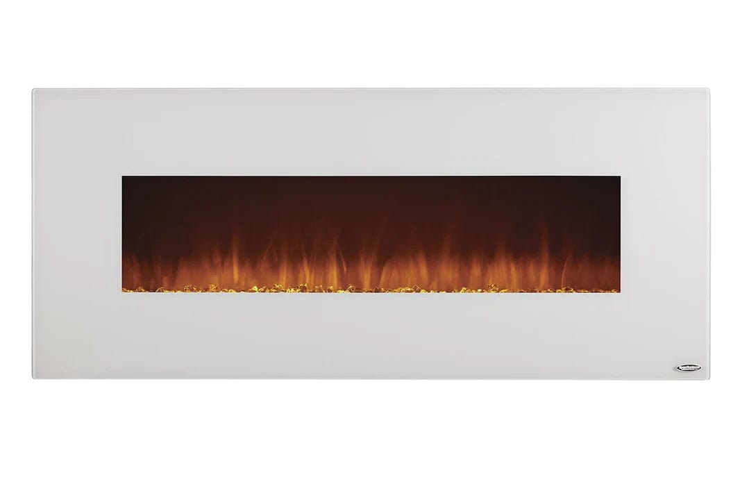 Touchstone Ivory 50-Inch Wall Mounted Electric Fireplace with White Background on  a Front View
