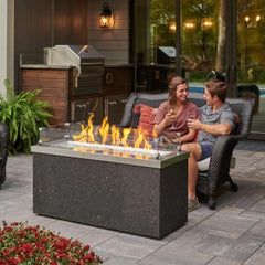 The Outdoor GreatRoom 48x19.5-Inch Key Largo Stainless Steel Linear Fire Pit Table