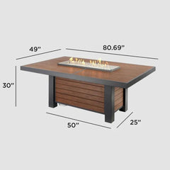 The Outdoor GreatRoom 80.69x49-Inch Kenwood and Brooks Linear Dining Height Gas Fire Pit Table