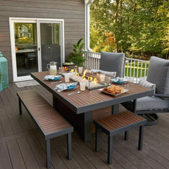 The Outdoor GreatRoom 80.69x49-Inch Kenwood and Brooks Linear Dining Height Gas Fire Pit Table