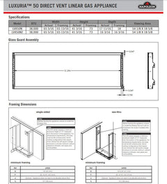 Napoleon LVX50N2X-1 Luxuria See Clear Through Direct Vent Linear Gas Fireplace, 50-Inch, Electronic Ignition