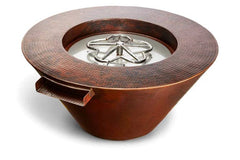 HPC Fire Mesaa Hammered Copper Gas Fire and Water Bowl with Torpedo Penta Burner in White Background