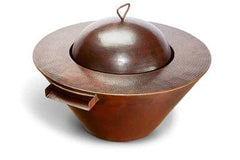 HPC Fire Mesaa Hammered Copper Gas Fire and Water Bowl with Cover in White Background