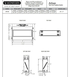 Monessen AVFLST48 48" Artisan See-Through Vent-Free Linear Gas Fireplace with IPI Plus Electronic Ignition