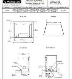 Monessen 36" Lo-Rider Clean Face Vent-Free Gas Firebox with Interior Panels