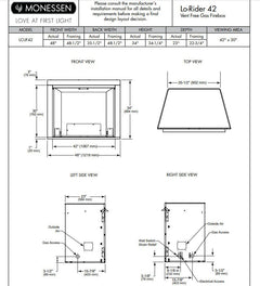 Monessen 42" Lo-Rider Clean Face Vent-Free Gas Firebox with Interior Panels