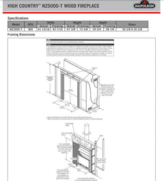 Napoleon NZ5000-T High Country 5000 Zero Clearance Wood Burning Fireplace, 42-Inch
