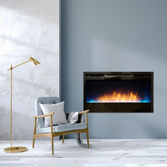 Empire Nexfire Contemporary Linear Electric Fireplace with Remote Control and Crushed Glass