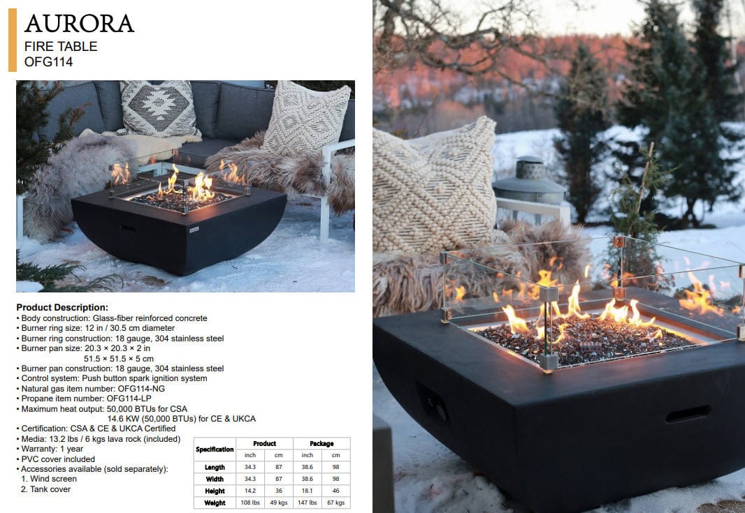 Modeno OFG114 34-Inch Aurora Fire Table